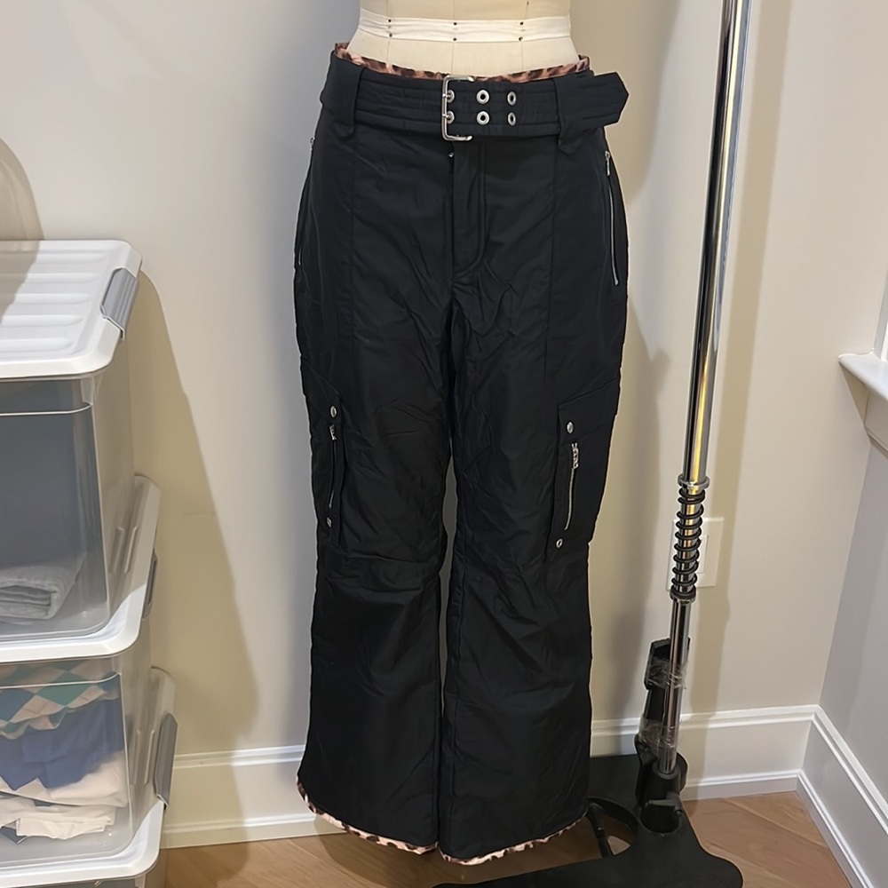 *NEW* Bogner Dorinda Black Ski Pants with Leopard Trim